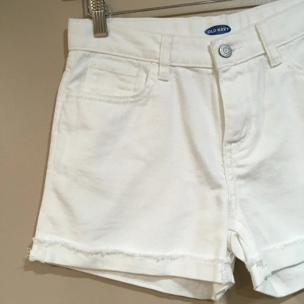 Old Navy Raw Hem Cuffed Denim Shorts Girls 14 White Casual Coastal Vacation NEW